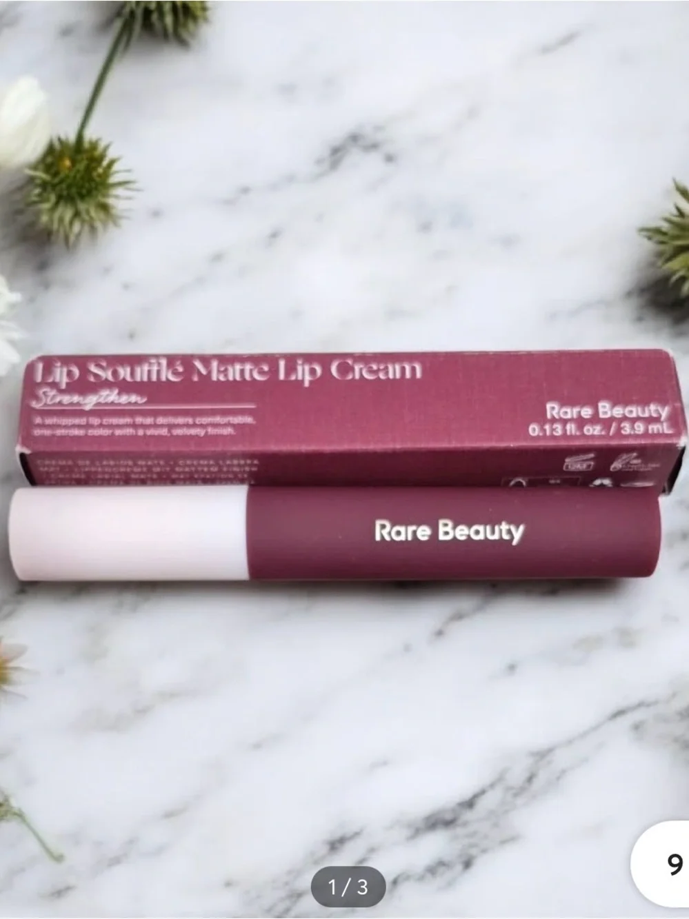 Rare Beauty STRENGTHEN Lip Soufflé Matte Lip Cream — Deep Berry Plum